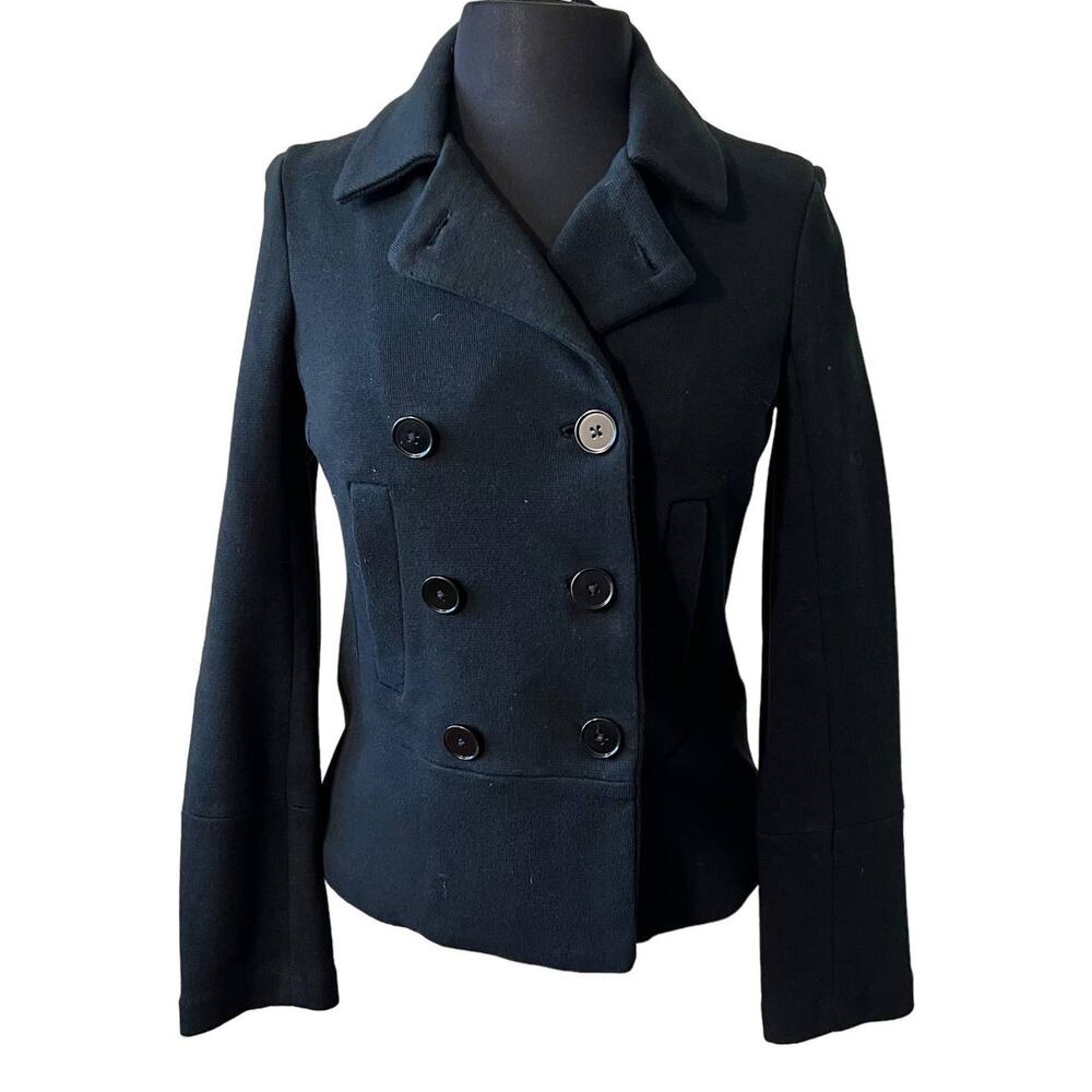 Banana Republic Black Double Breasted Cotton Jacket Blazer size XS Notch Lapel